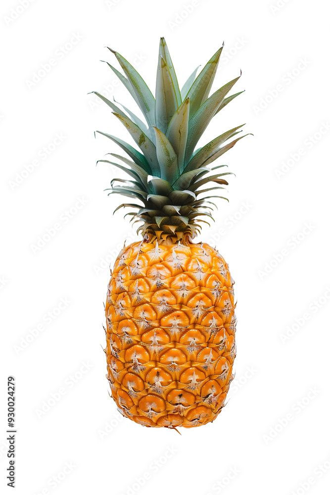 a pineapple isolated on transparent background, Top view a pineapple isolated on transparent background, Top view