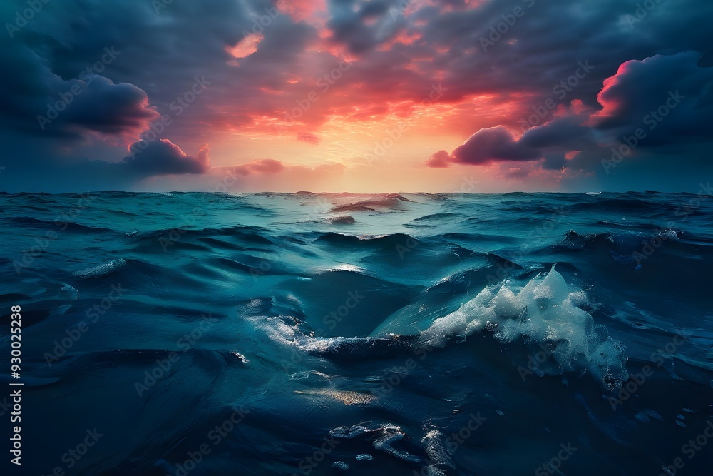 Naklejka premium sunset over the sea. storm over the sea. golden hour photography. sea and beach. sea and sky. nature photography. moon over ocean water.