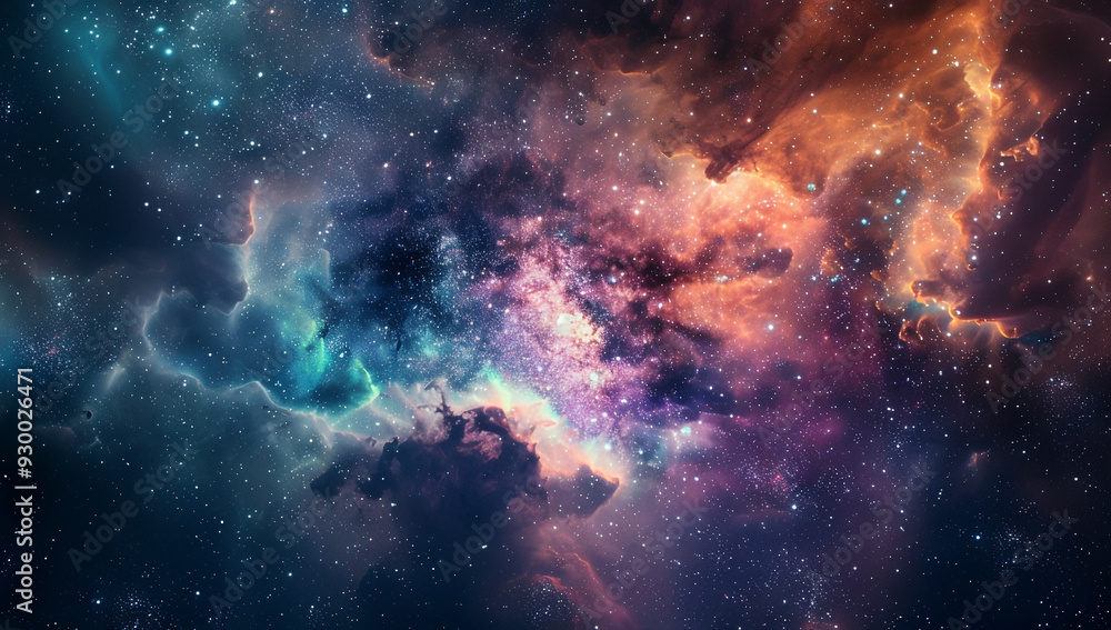 A celestial landscape with glowing nebulae and floating astral structures A celestial landscape with glowing nebulae and floating astral structures