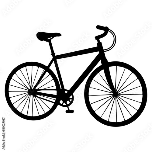 Detailed Minimal Racing bicycle vector illustration, racer road bike silhouette, bicycle icon set. 