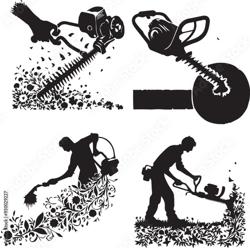 Hedge trimmer silhouette, Hedge trimmer icon, Hedge trimmer vector, 
