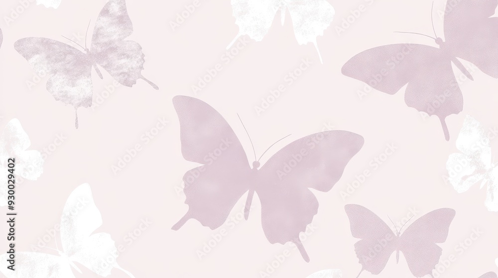 A soft pink background featuring various butterfly silhouettes in light and dark shades. A soft pink background featuring various butterfly silhouettes in light and dark shades.