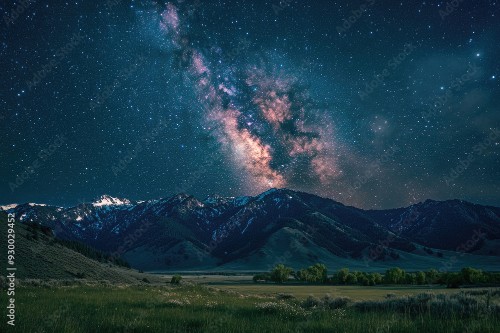 Starry Night Over a Mountain Range with a Glowing Horizon Starry Night Over a Mountain Range with a Glowing Horizon