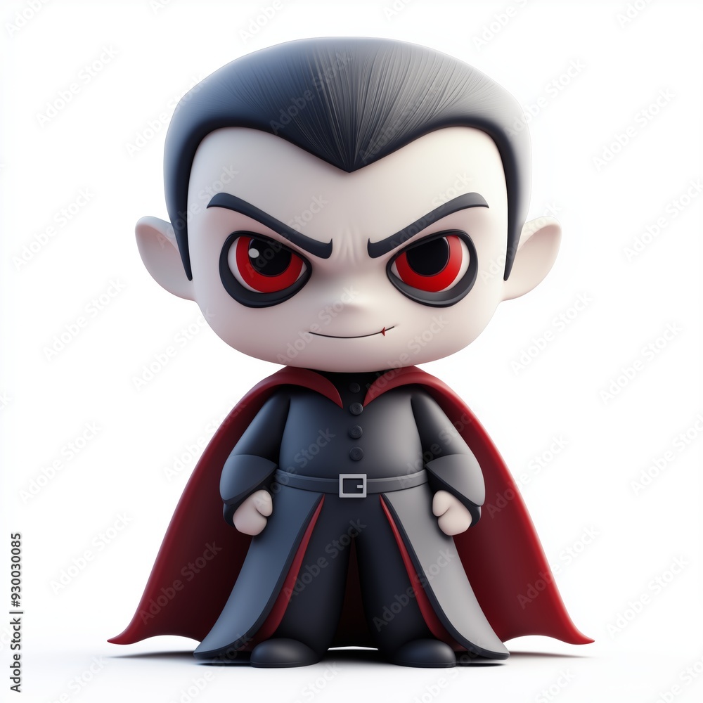 Fototapeta premium Vampire Cartoon Clay Illustration, Halloween 3D Icon, Isolated on white background