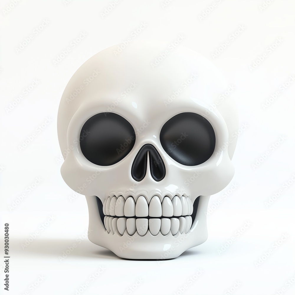 Obraz premium Skull Cartoon Clay Illustration, Halloween 3D Icon, Isolated on white background