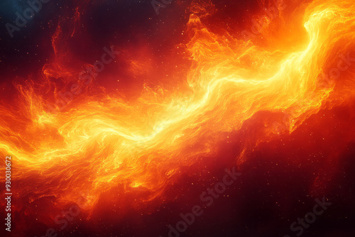 Wallpaper Mural A storm of dynamic light waves in yellow and red, forming an abstract design that feels alive with energy, Torontodigital.ca