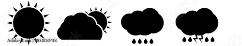 Cloud Vector Shape Elements Icons In Different Shapes Forms and Contours can be Used for Diffrent Weather Forecast Web and App Interface