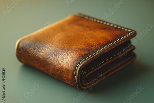 A minimalistic wallet with only essentials, isolated on a pastel cream background, symbolizing mindful spending and financial control,