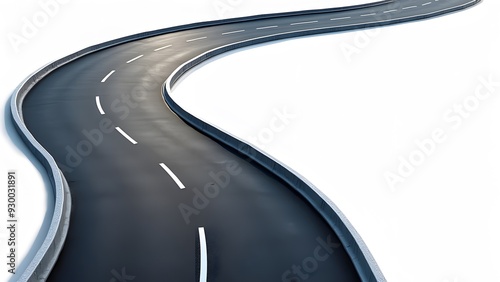 close and top View of Curved Road on White Background png good assets 