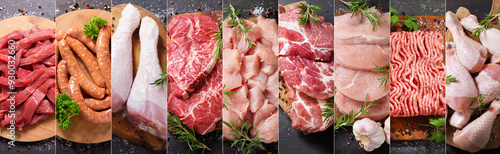 Quadro su tela food collage of various fresh meat