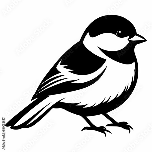 Collection of chickadee bird silhouettes. Illustrations of chickadee birds in various flying styles. Includes vector illustrations of titmouse and chickadee icons.