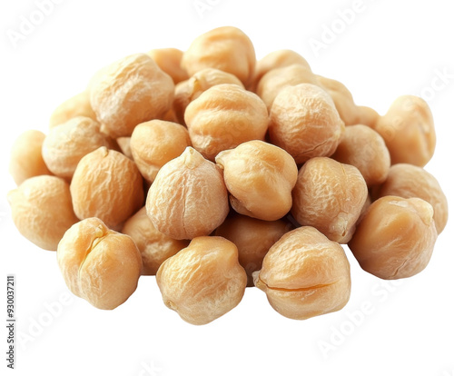 Pile of dry chickpeas isolated on white background. PNG transparent.