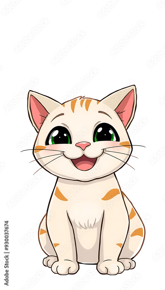 Happy Kitten with a Big Smile Sitting Cheerfully - Adorable and Joyful Animal Illustration Happy Kitten with a Big Smile Sitting Cheerfully - Adorable and Joyful Animal Illustration