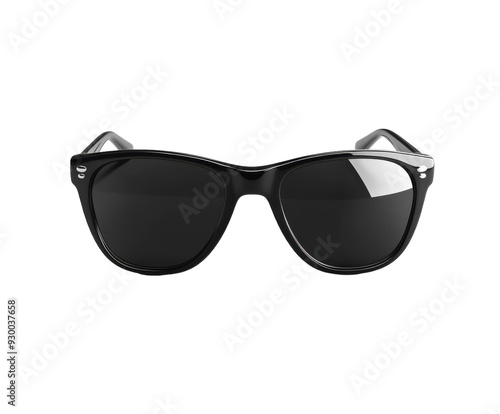 Black sunglasses with dark lenses isolated on white. PNG transparent.