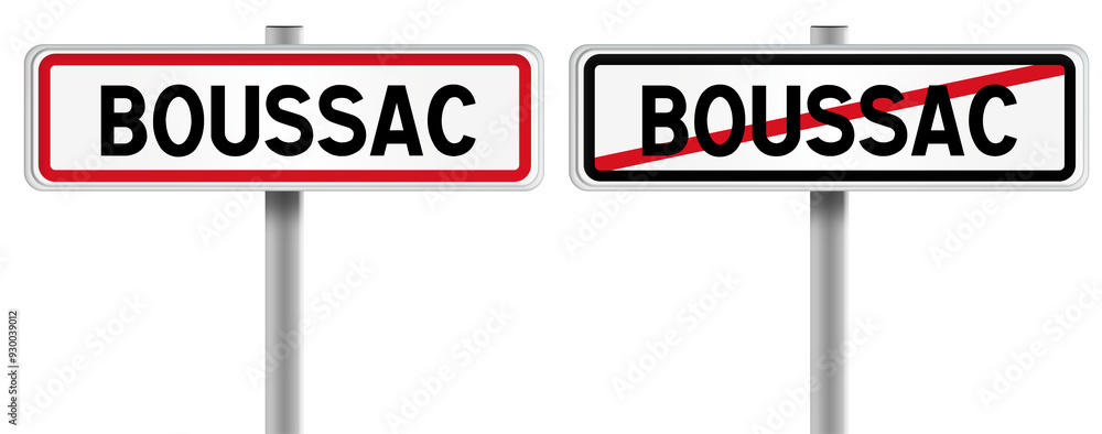 Panneau de BOUSSAC à l'Entrée et à la Sortie - Fond Transparent ou Blanc Disponible Panneau de BOUSSAC à l'Entrée et à la Sortie - Fond Transparent ou Blanc Disponible