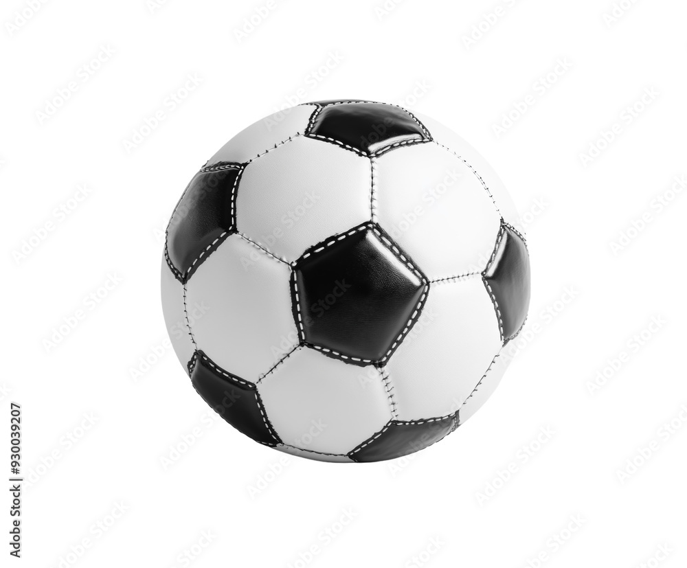 Fototapeta premium Black and white soccer ball isolated on white background. PNG transparent.