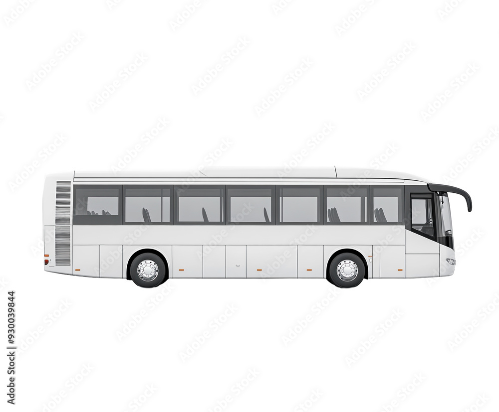 White modern coach bus isolated on white background. PNG transparent. White modern coach bus isolated on white background. PNG transparent.