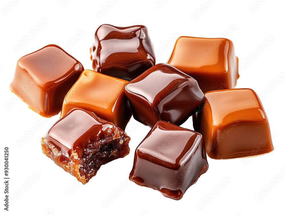 Glossy toffee candies isolated on white background.. PNG transparent. Glossy toffee candies isolated on white background.. PNG transparent.