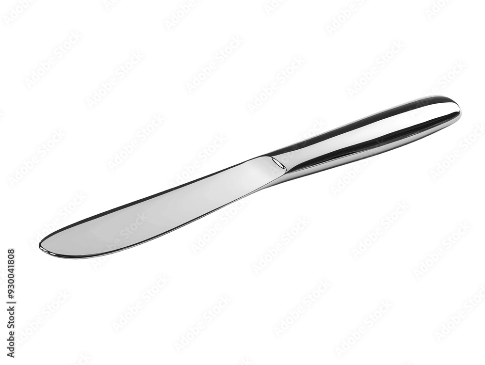 Elegant butter knife with a shiny finish on white background.. PNG transparent. Elegant butter knife with a shiny finish on white background.. PNG transparent.