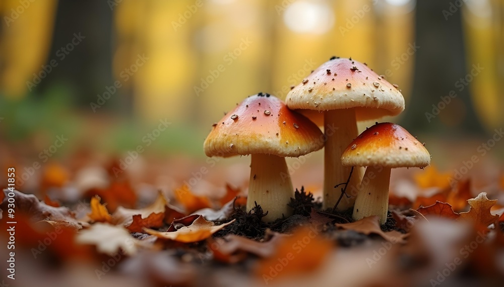Edible mushrooms growing in the forest on a cool autumn day. Nature's bounty, perfect for foraging. Edible mushrooms growing in the forest on a cool autumn day. Nature's bounty, perfect for foraging.
