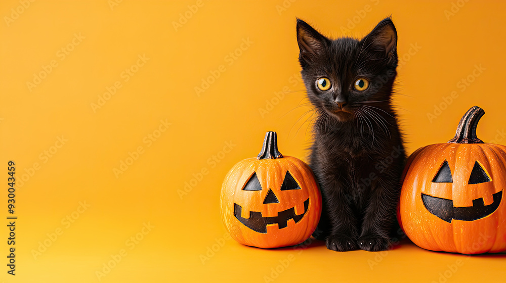 halloween cat with pumpkin halloween cat with pumpkin