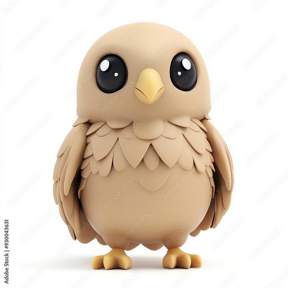 A cute, cartoon-style bird character with big eyes and a soft, rounded body. Perfect for children's illustrations and playful themes. A cute, cartoon-style bird character with big eyes and a soft, rounded body. Perfect for children's illustrations and playful themes.