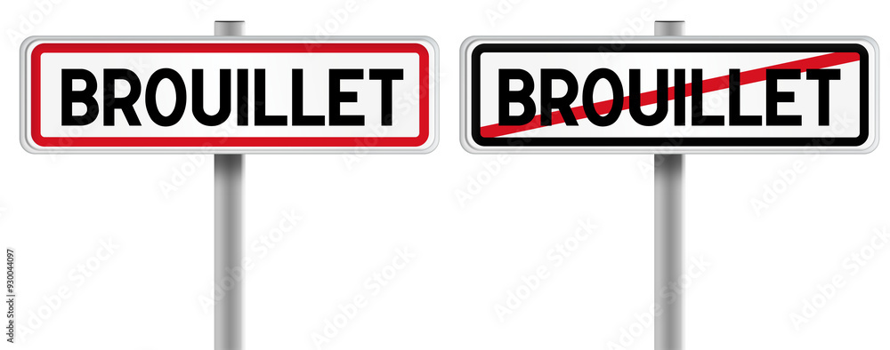 Panneau de BROUILLET à l'Entrée et à la Sortie - Fond Transparent ou Blanc Disponible Panneau de BROUILLET à l'Entrée et à la Sortie - Fond Transparent ou Blanc Disponible