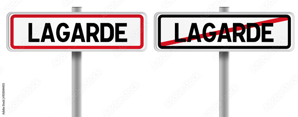 Panneau de LAGARDE à l'Entrée et à la Sortie - Fond Transparent ou Blanc Disponible Panneau de LAGARDE à l'Entrée et à la Sortie - Fond Transparent ou Blanc Disponible
