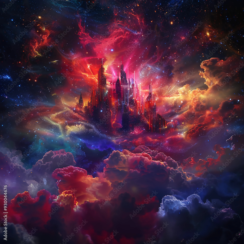 Spectacular cosmic cloud explosion within transparent square with black background. Colorful nebula and stars in space. Digital art for wallpaper and creative design, Generative AI. Spectacular cosmic cloud explosion within transparent square with black background. Colorful nebula and stars in space. Digital art for wallpaper and creative design, Generative AI.
