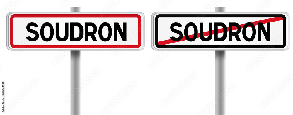 Panneau de SOUDRON à l'Entrée et à la Sortie - Fond Transparent ou Blanc Disponible Panneau de SOUDRON à l'Entrée et à la Sortie - Fond Transparent ou Blanc Disponible