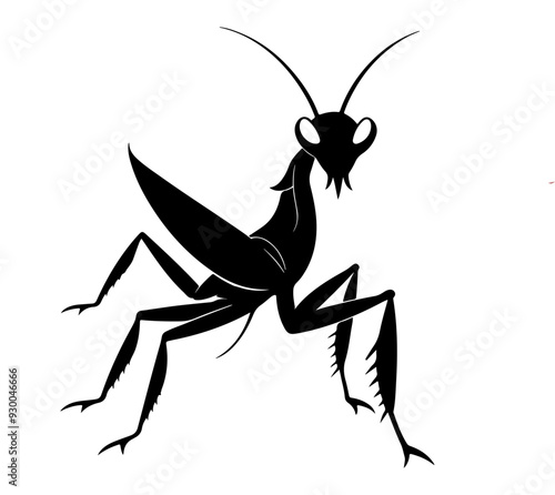 silhouette of praying mantis, realistic Mantis silhouette vector art, praying mantis icon set.