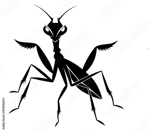 silhouette of praying mantis, realistic Mantis silhouette vector art, praying mantis icon set.