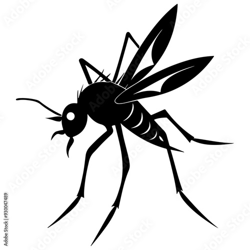 Realistic Mosquito menace silhouette, Bloodsucking buzzers vector art, Mosquito side view icon set.