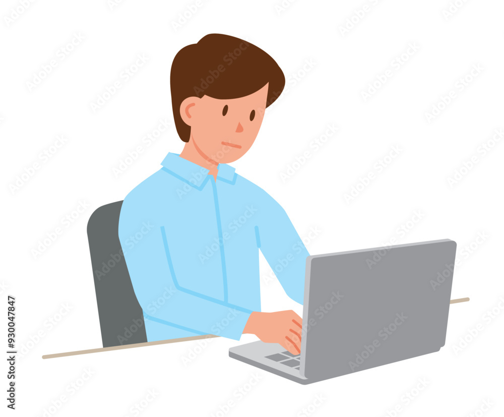 Man in business attire working in front of notebook computer Man in business attire working in front of notebook computer