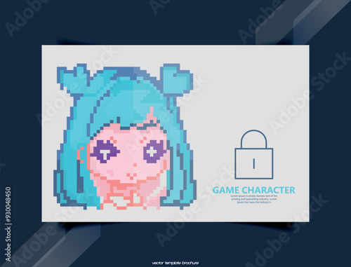 Pixel art avatar with cute girl. For games or web sites. Vector illustration