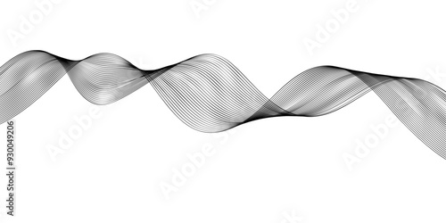 Elegant wave line seamless pattern sound tract isolated modern decorative ribbon pattern vector background.