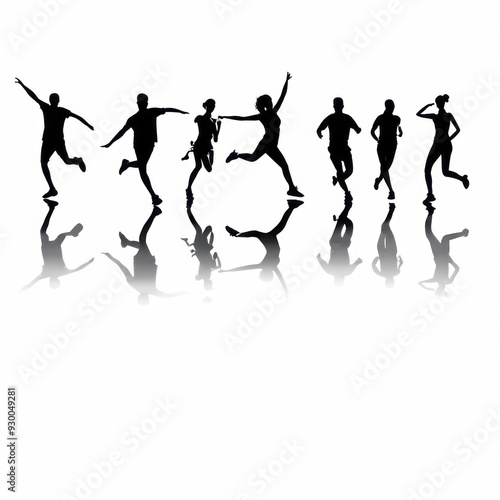 Silhouettes of dancing people silhouette runner Illustration 