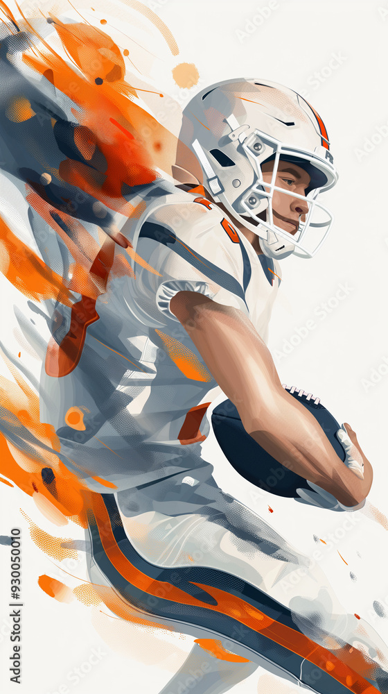 Fototapeta premium watercolor american football player in action