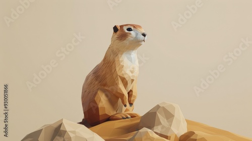 Visual of a prairie dog calling flat design side view prairie sentinel theme Tetradic color scheme photo