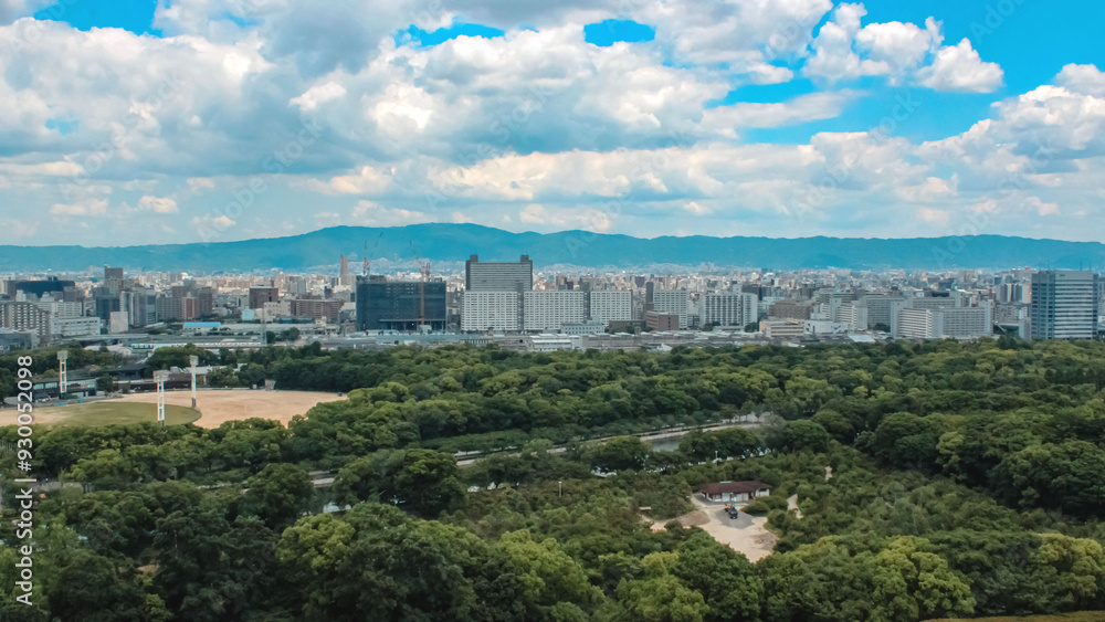 The architecture within Osaka Castle and the sky. The architecture within Osaka Castle and the sky.