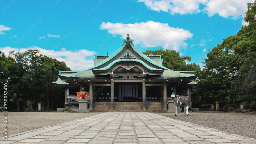 The temple within Osaka Castle and the sky. The temple within Osaka Castle and the sky.