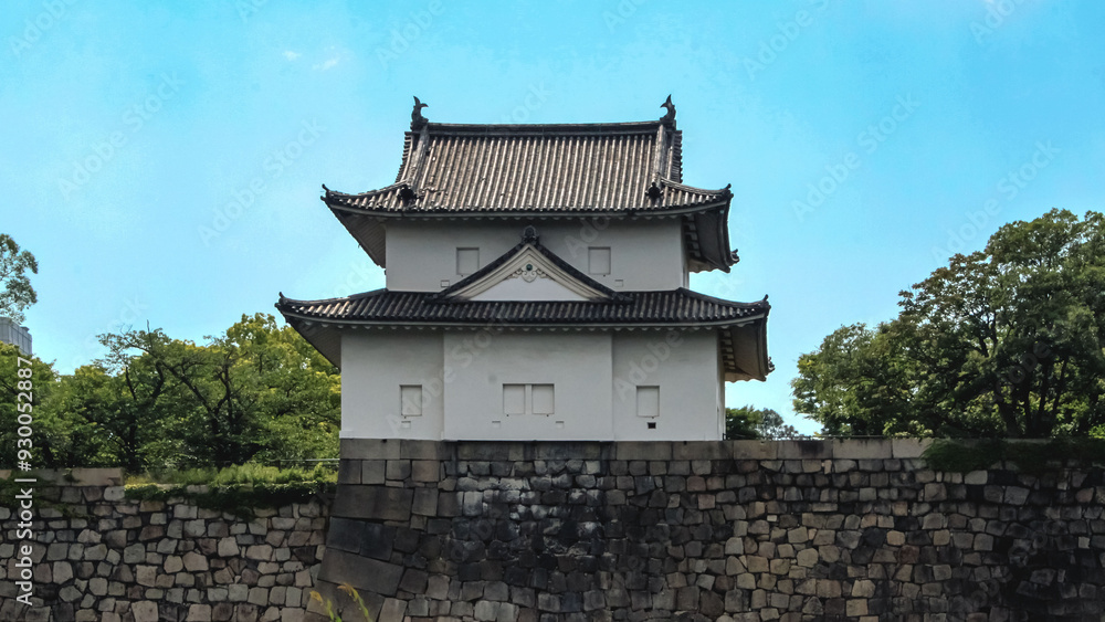 The architecture within Osaka Castle and the sky. The architecture within Osaka Castle and the sky.