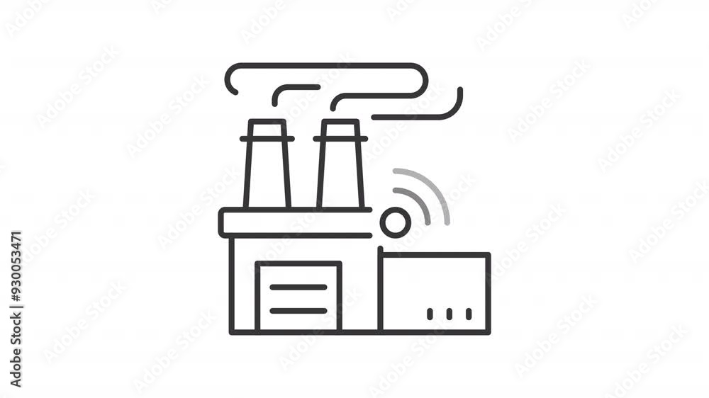 Smart industry line animation. Animated factory icon. Industry 4.0. Automation. Advanced manufacturing. Black illustration on white background. HD video with alpha channel. Motion graphic Smart industry line animation. Animated factory icon. Industry 4.0. Automation. Advanced manufacturing. Black illustration on white background. HD video with alpha channel. Motion graphic