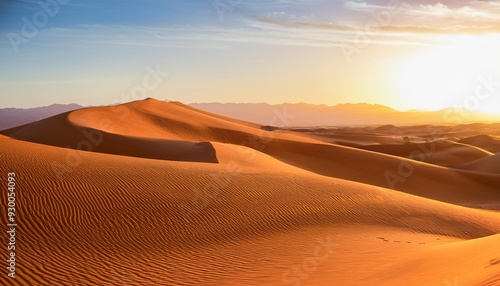 panorama of sand dunes sahara desert at sunset endless dunes of yellow sand desert landscape waves sand nature