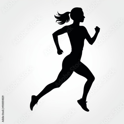 Silhouette female runner for competition poster silhouette runner Illustration  photo