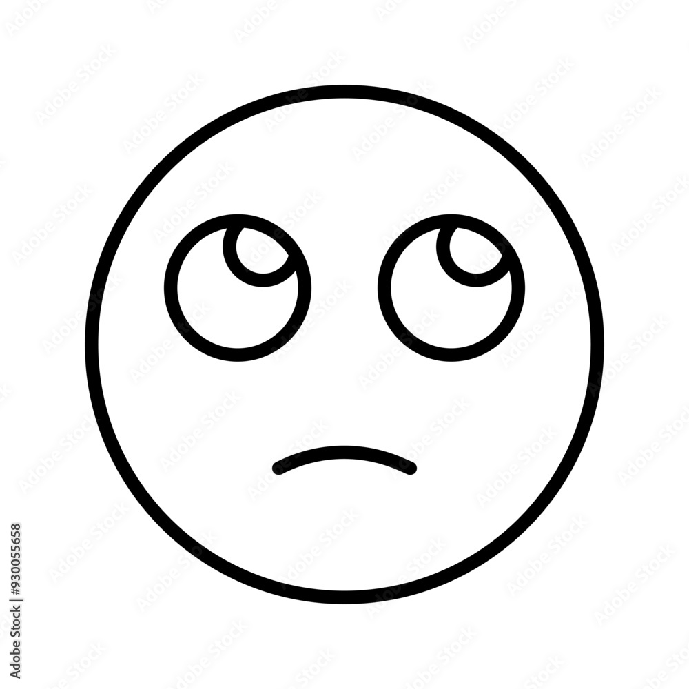 Fototapeta premium Face with Rolling Eyes Vector Icon