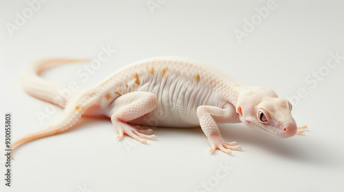 a white gecko with a pointed head and a small, smooth body. photo