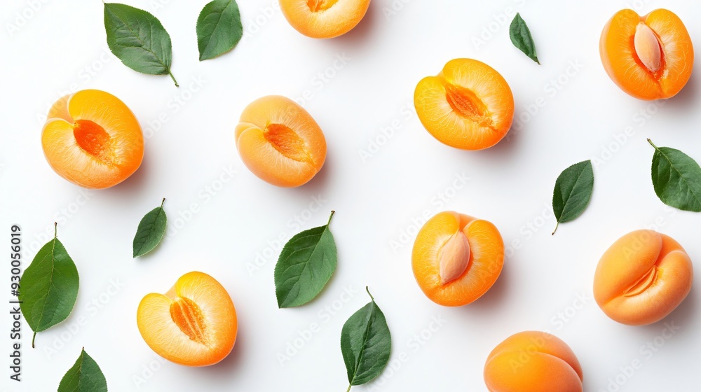 Fresh Apricots on White Background - Banner Design Fresh Apricots on White Background - Banner Design