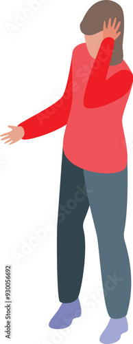 Young woman is standing with her hand on her face, feeling ashamed