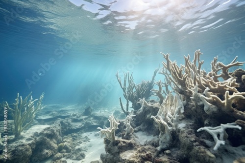 Fototapeta Naklejka Na Ścianę i Meble -  Dead coral reef ocean sea underwater.